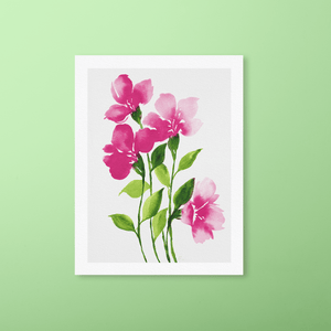Loose Watercolor Flower Sketch Art Print - Pink Bold | Artwork by Rese