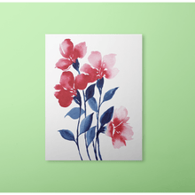Load image into Gallery viewer, Loose Watercolor Flower Sketch Art Print - Red with Blue Stems | Artwork by Rese
