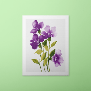 Loose Watercolor Flower Sketch Art Print - True Purple | Artwork by Rese