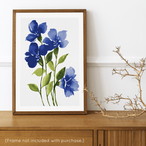 Loose Watercolor Flower Sketch Art Print - Navy | Artwork by Rese