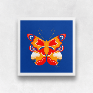 Butterfly - Orange, Red, Blue Art Print (Exclusive Print!) | Artwork by Rese