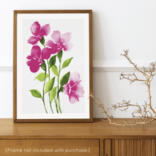 Load image into Gallery viewer, Loose Watercolor Flower Sketch Art Print - Pink Bold | Artwork by Rese
