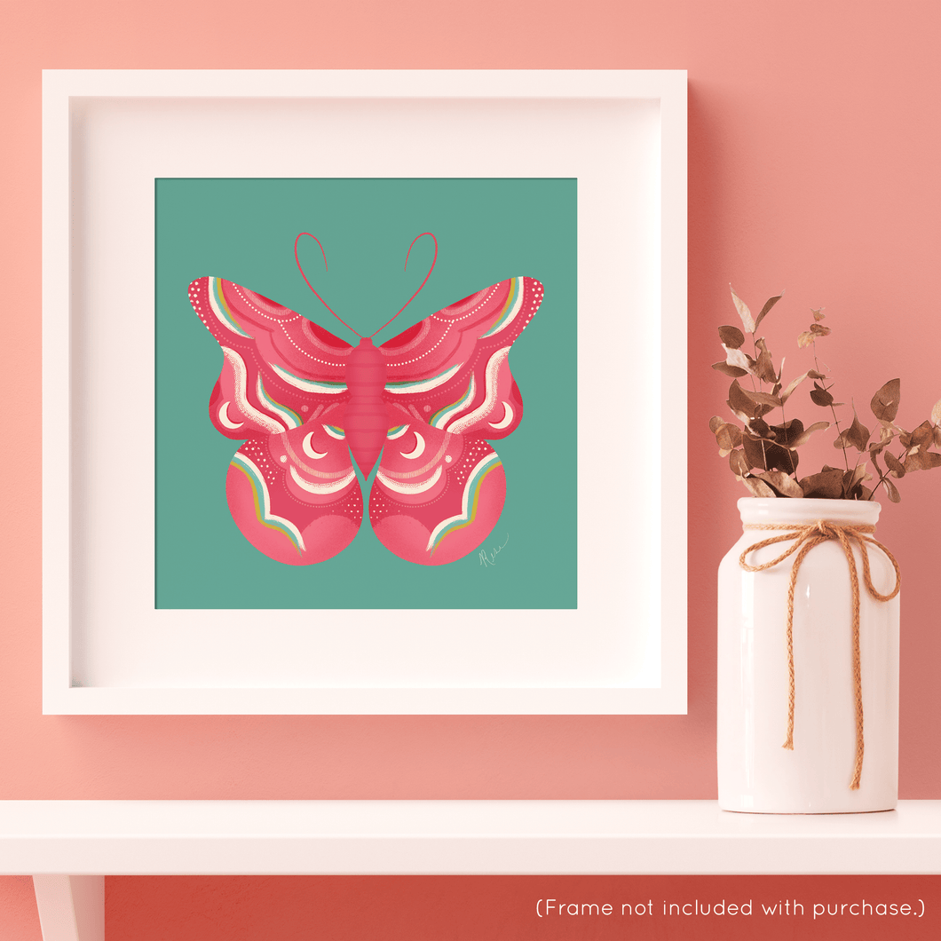 Bold Butterfly - Pink, White, and Green II Art Print (Exclusive Print!) | Artwork by Rese