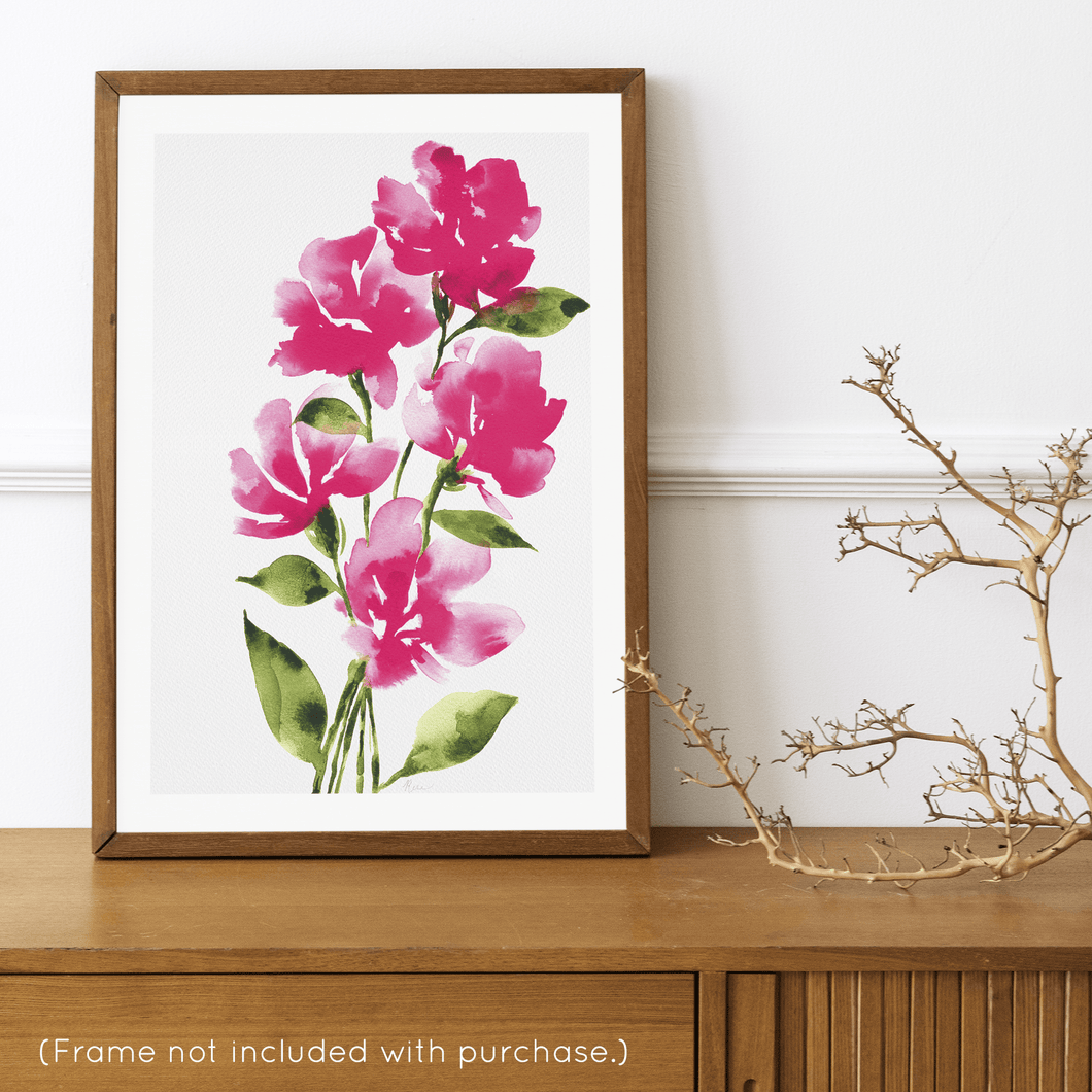 Bold Watercolor Blooms Art Print - Pink | Artwork by Rese