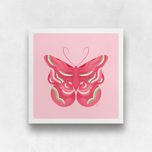 Bold Butterfly - Pink, White, and Green Art Print | Artwork by Rese