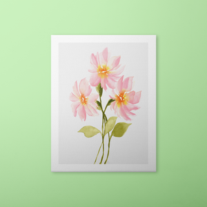 Pink Watercolor Flower Trio Art Print | Artwork by Rese