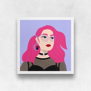 Pretty in Pink (and Very Peri!) Portrait Art Print | Artwork by Rese