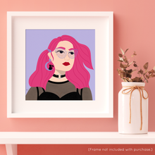 Load image into Gallery viewer, Pretty in Pink (and Very Peri!) Portrait Art Print | Artwork by Rese
