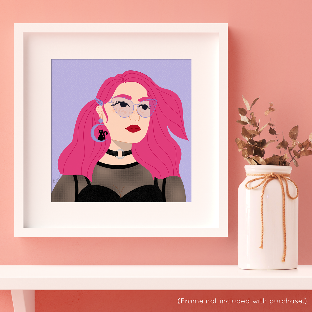 Pretty in Pink (and Very Peri!) Portrait Art Print | Artwork by Rese