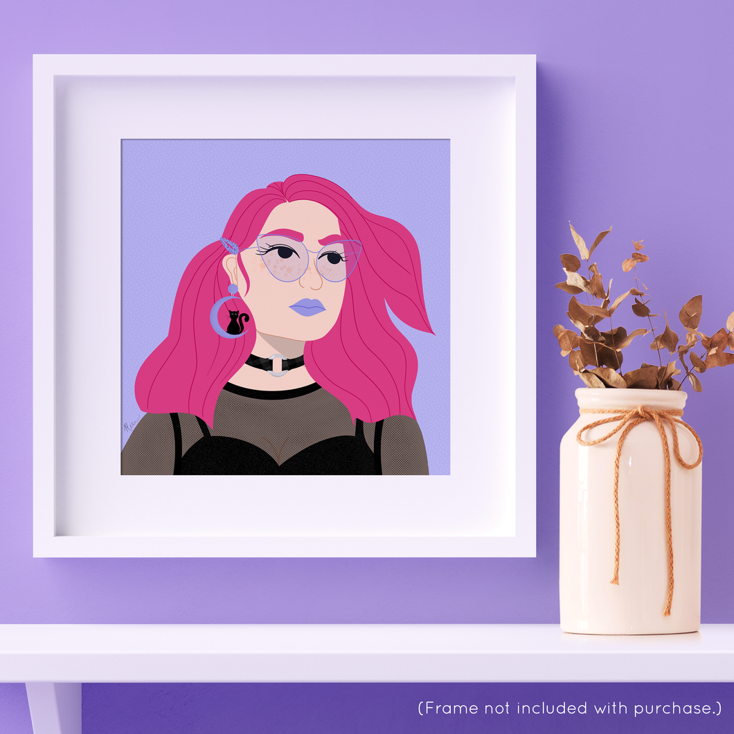 Pretty in Pink (and Very Peri!) II Portrait Art Print | Artwork by Rese