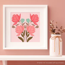 Load image into Gallery viewer, Symmetrical Floral Bouquet - Rustic Pink Art Print | Artwork by Rese
