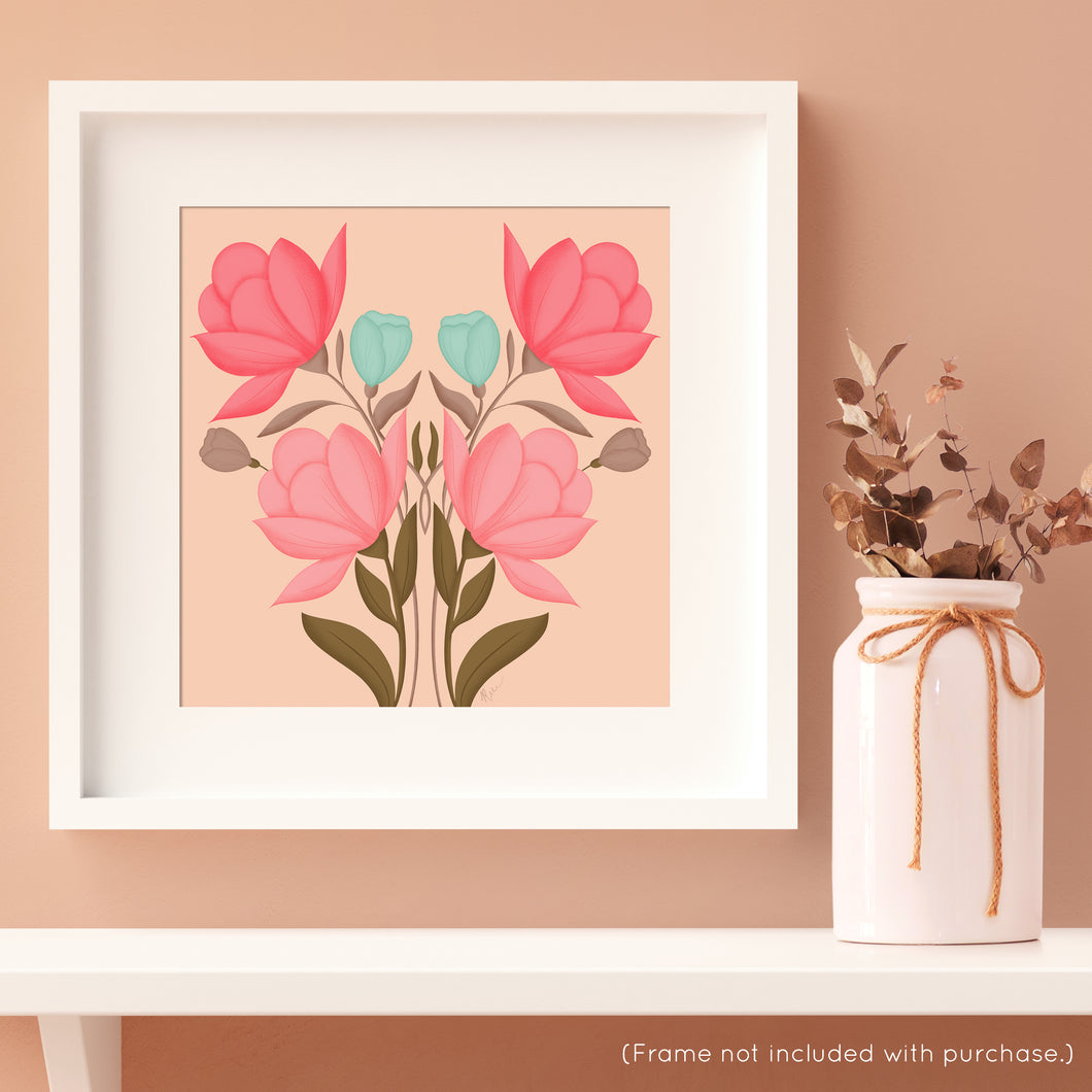 Symmetrical Floral Bouquet - Rustic Sand Art Print | Artwork by Rese