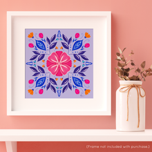 Load image into Gallery viewer, Symmetrical Flowers - Purple, Blue, Pink, and Orange Art Print | Artwork by Rese
