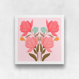 Symmetrical Floral Bouquet - Rustic Pink II Art Print | Artwork by Rese