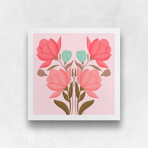 Symmetrical Floral Bouquet - Rustic Pink Art Print | Artwork by Rese