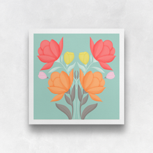 Load image into Gallery viewer, Symmetrical Floral Bouquet - Red and Orange Art Print | Artwork by Rese
