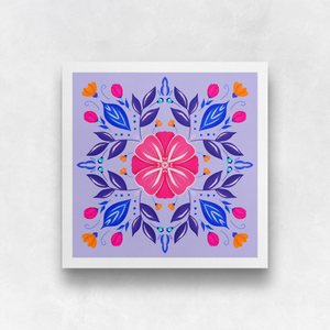 Symmetrical Flowers - Purple, Blue, Pink, and Orange Art Print | Artwork by Rese